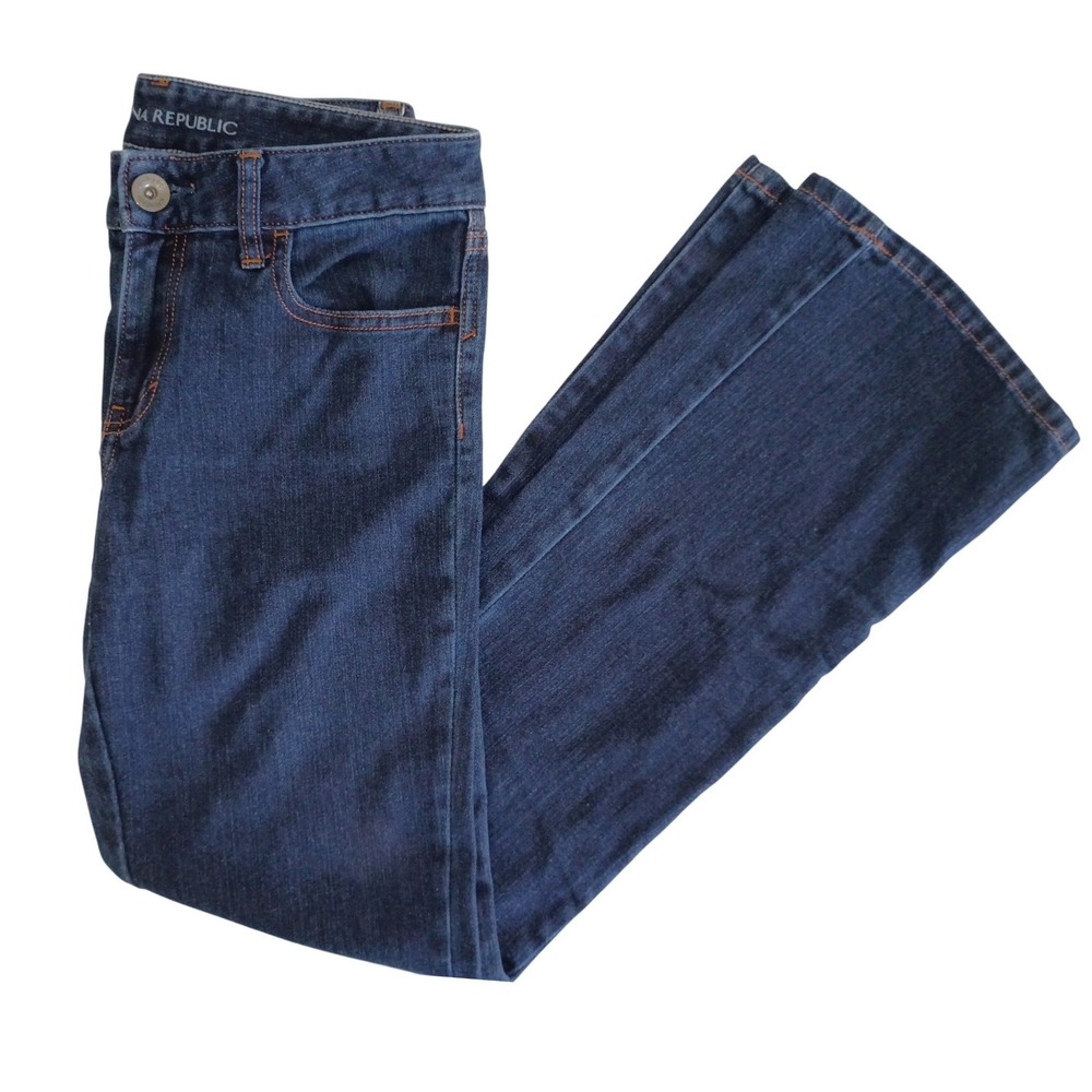 Banana Republic Womens Jeans Sz 25p (28) Dark Wash Bootcut Western Flap Pockets